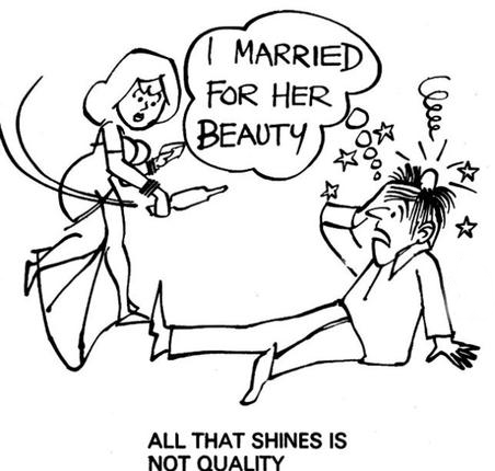 All that Shines is not Quality Husband Wife Joke Funny Picture Which is Very Humorous & These Marriage Jokes Make Smile Laugh 